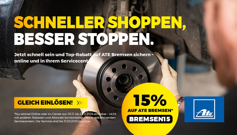 15 % Rabatt auf Bremsenservice